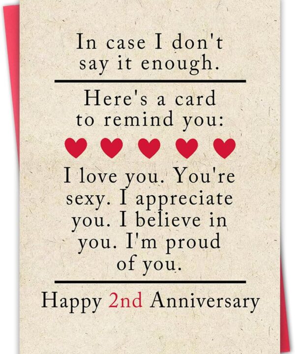 2nd Anniversary Card,2 year Anniversary Card Gifts for Him Her,2 Year Wedding Anniversary Cards Decoration for Husband Wife