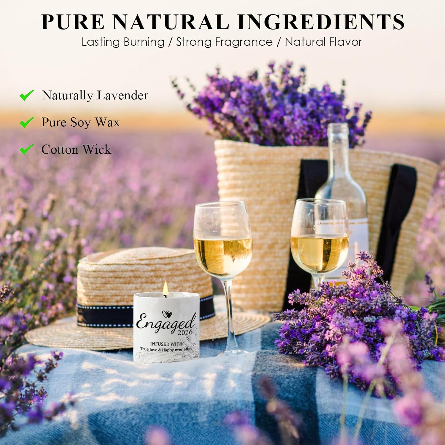 Engagement Gifts – Gift for Newly Engaged Couples, Fiance Gifts for Women, Bridal Shower, Wedding Bride Gift – Engaged Present 6 Oz Engaged 2026 Lavender Ceramics Candle