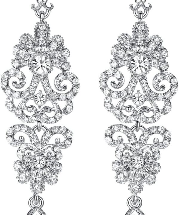 mecresh Gold/Silver Rhinestone Chandelier Wedding Bridal Dangle Earrings