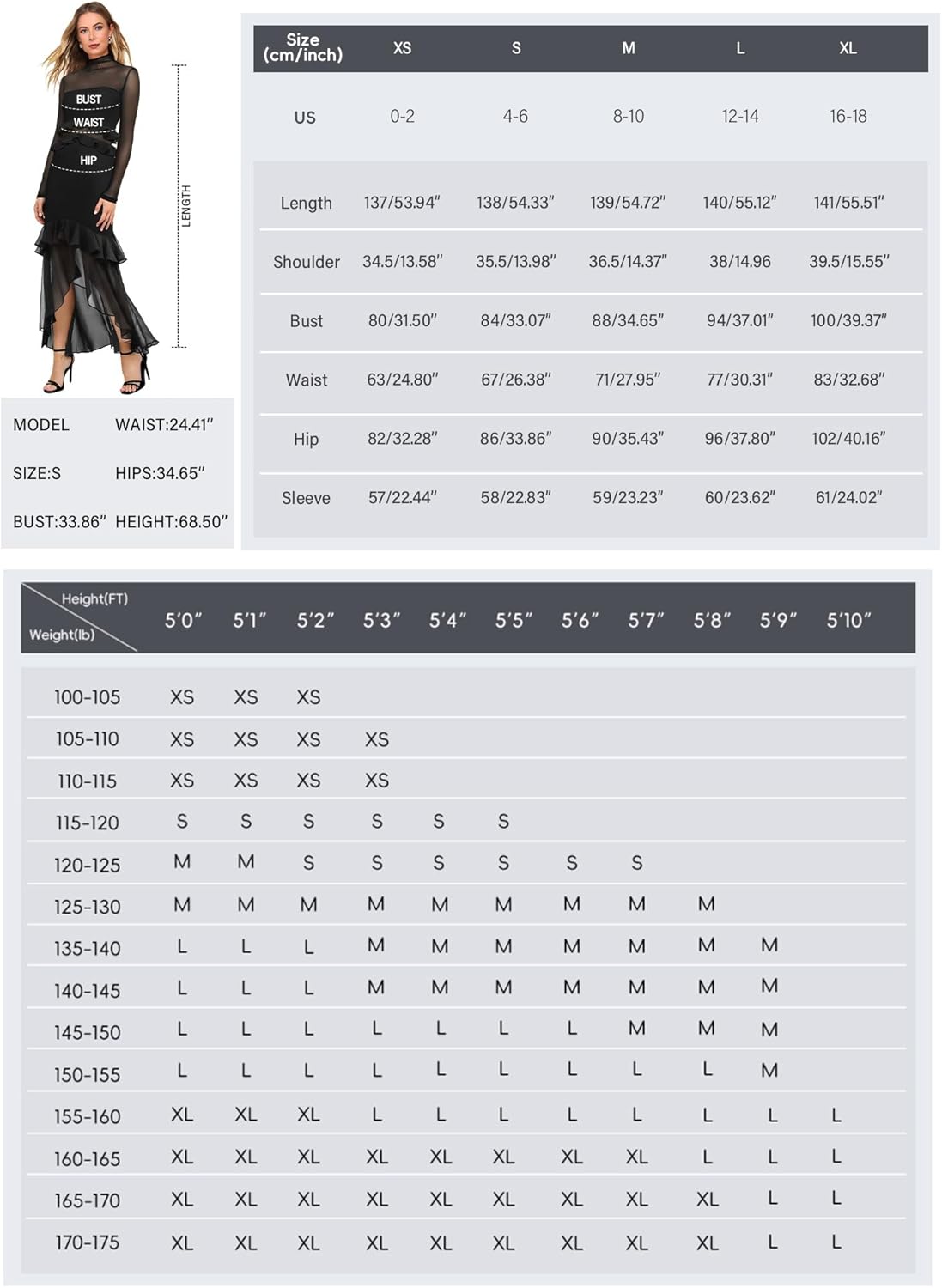 Aisbei Womens Elegant Bodycon Maxi Dress Mock Neck Long Sleeve Ruffle Mesh Party Cocktail Formal Wedding Guest Dresses