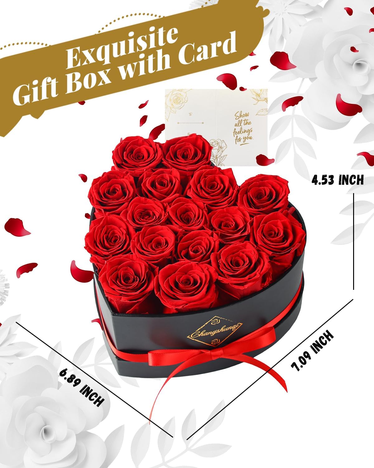 16 Flowers Forever Preserved Roses in Heart Box, Preserved Flowers for Delivery Birthday Gifts Women Anniversary Forever Flowers for Mothers Gift Real Rose Forever Gifts for Women Mom Wife