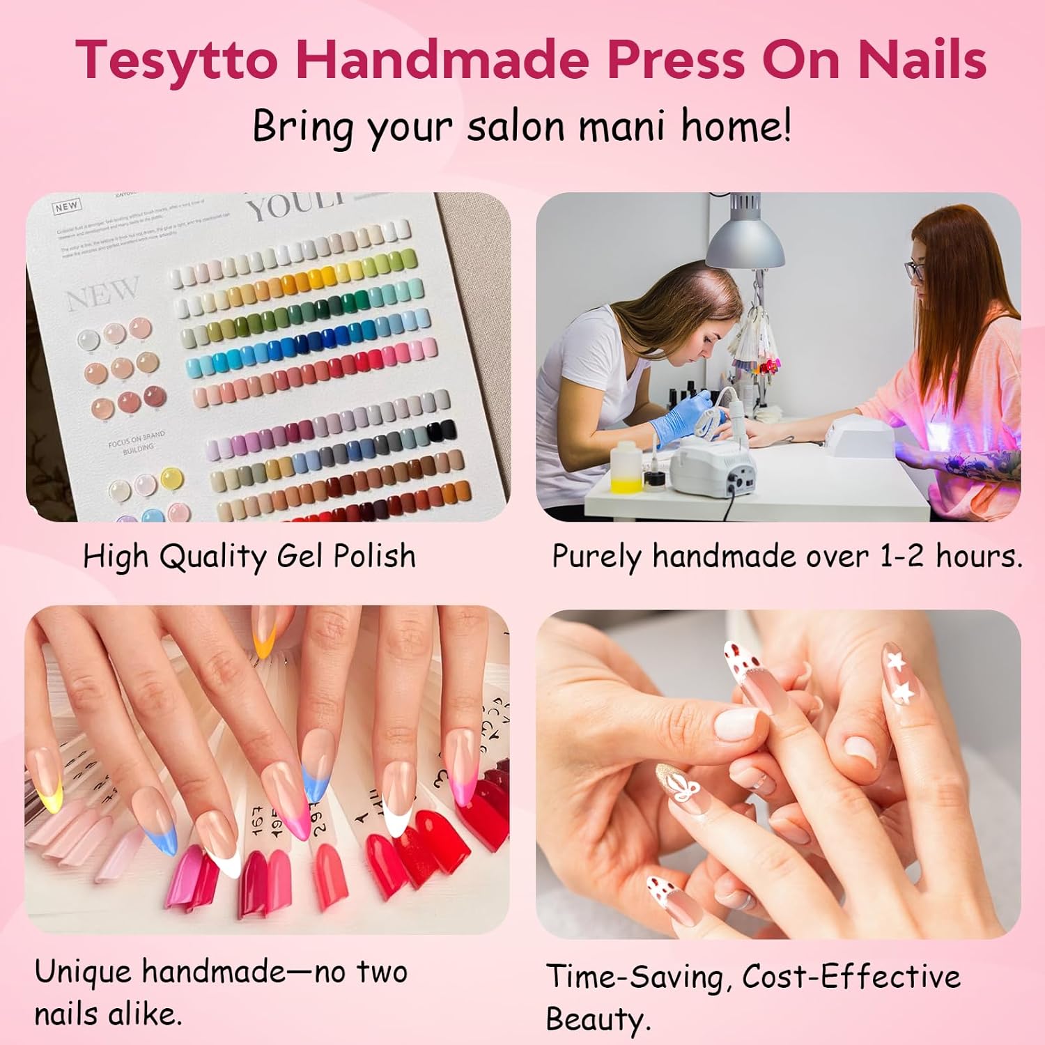 Tesytto Valentine French Tip Press On Nails Red Short Coffin – Nude Base Gold Glitter with 3D Rhinestone Decor Handmade Nails for Wedding, Party, New Year (Wine Red Romance,M)