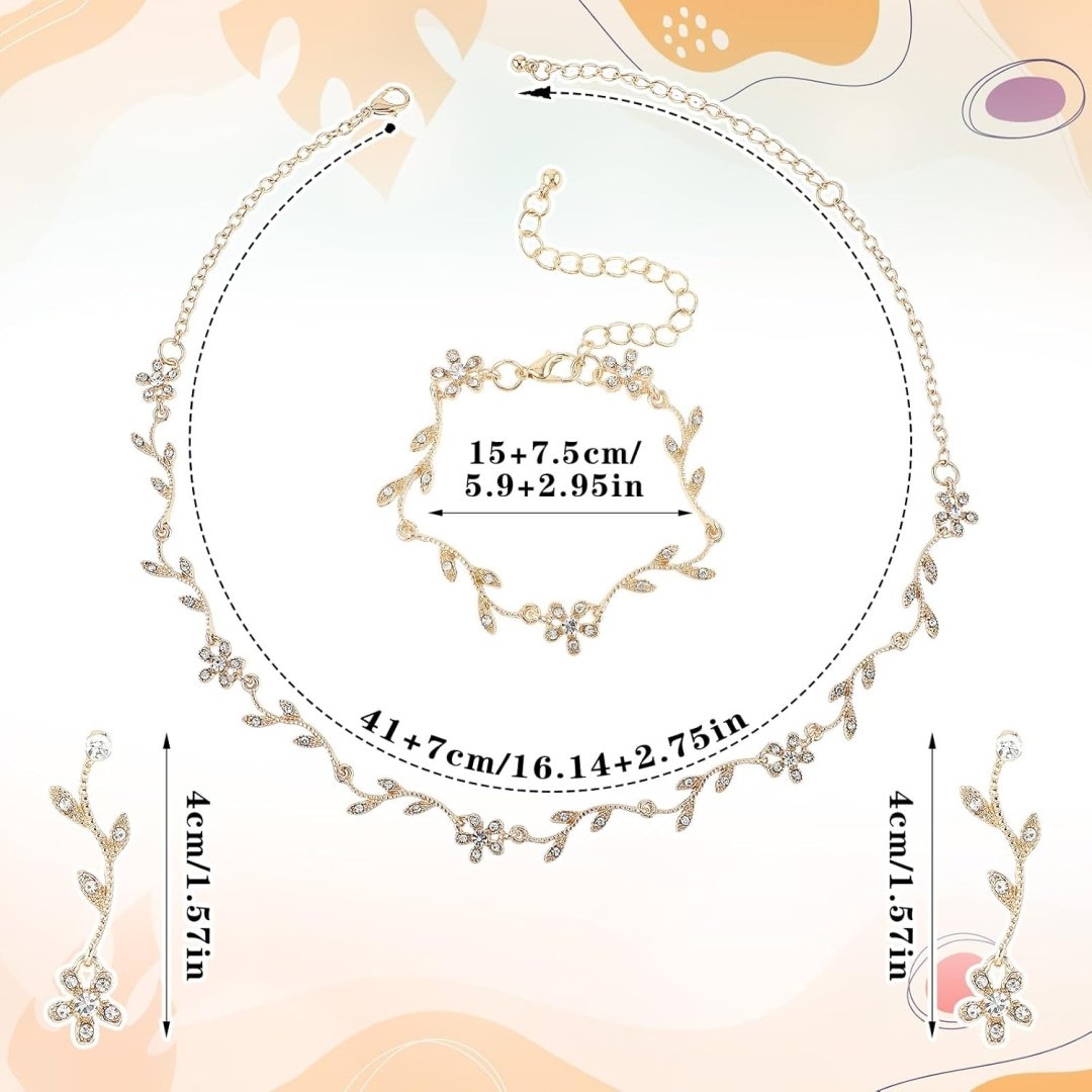 Yolev Bridal Jewelry Set Crystal Necklace Earrings Bracelet Wedding Rhinestone Choker Necklace for Brides Bridesmaid