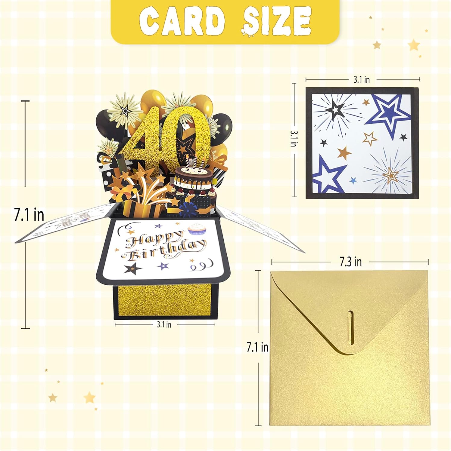 Asmallgf Happy 40th Birthday Pop-up Card for Mom Dad, Cool Splendid Forty Bday 3D Greeting Card for Husband Wife, Best 40 Year Old Birthday Gift Ideas for Men Women