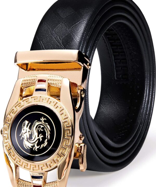 Barry.Wang Men's Ratchet Leather Belt 1 3/8" Adjustable Buckle Slide Click Casual Dress Golf Jeans Business Classic