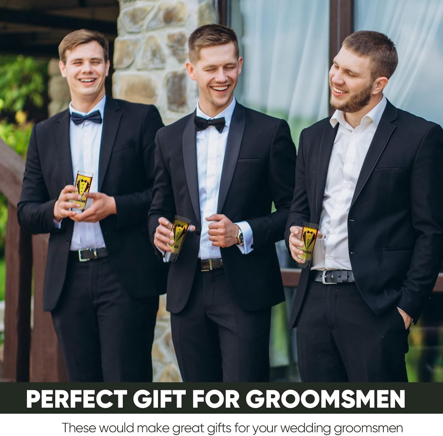 Rtteri 6 Pcs Wedding Shot Glasses Set 1 Best Man 5 Groomsmen Shot Glasses Wedding Party Favors Glasses Bachelor Party Favors Groomsman Gifts Bachelor Party Decorations for Proposal Men,2 oz
