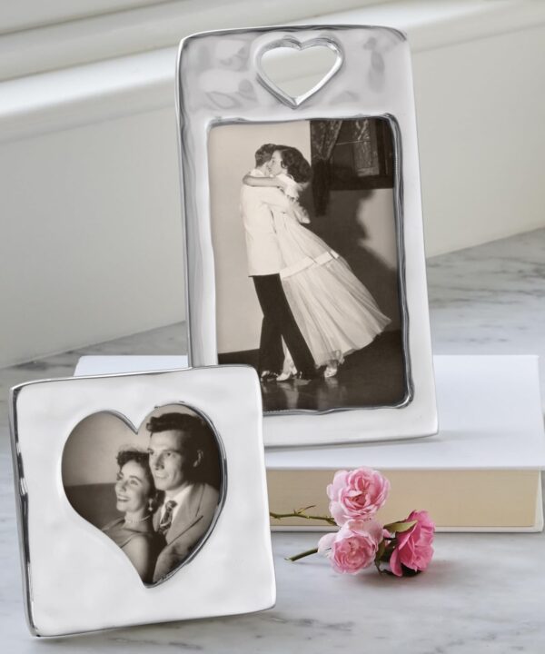 Mariposa Small Square Open Heart Frame | Silver | Brillante | Frames | Decorative Photo Frames | Recycled SANDCAST Aluminum | Handmade in Mexico