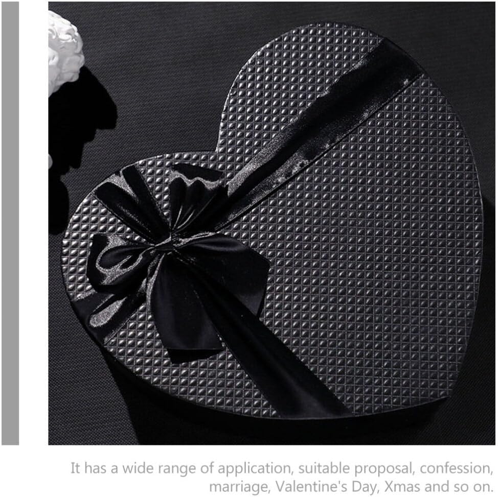 Mobestech Black Heart Shaped Box with Lid 9.05X7.87X3.54 Inches for Flower Arrangements Valentine S Day Wedding Presents Packaging