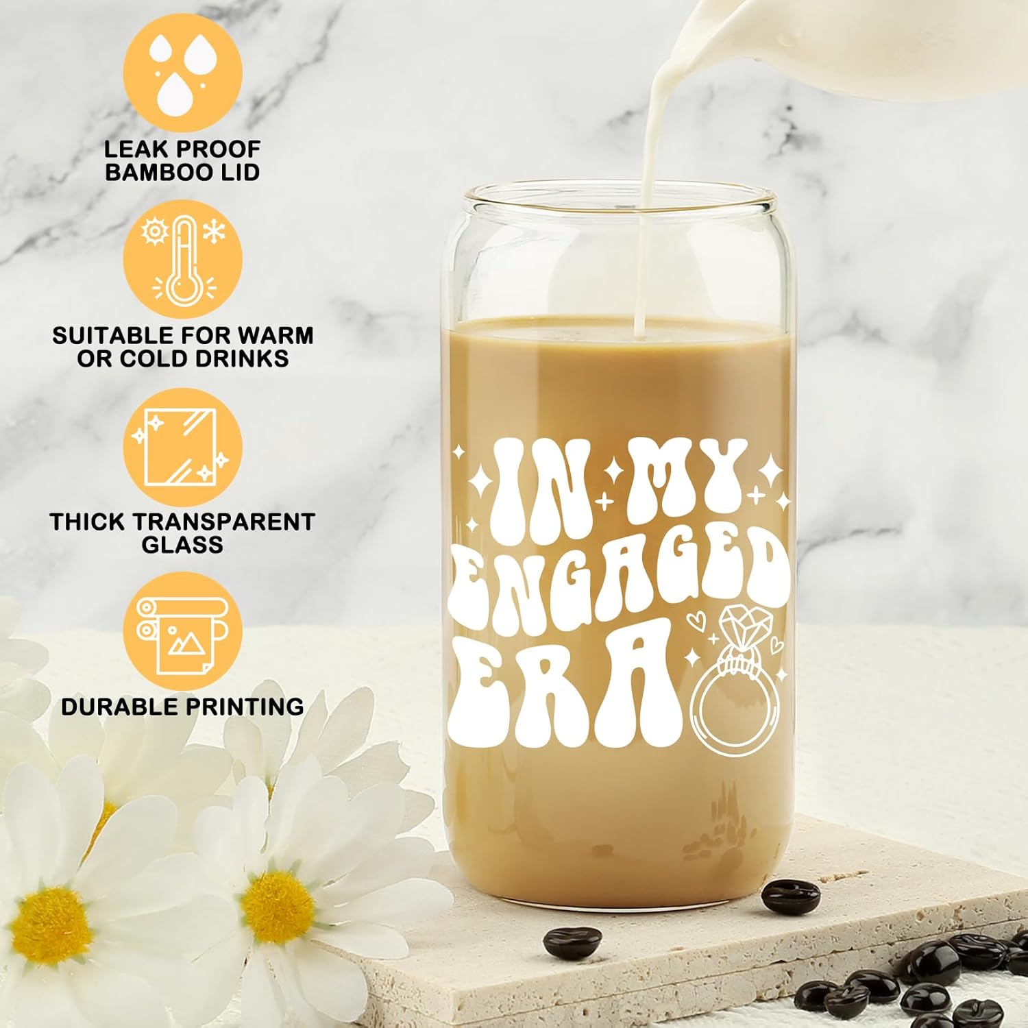 Engagement Gifts, In My Engaged Era Glass Cup, Future Bride Gift Ideas, Bridal Shower Gift for Her, Wedding Gifts for Best Friend – Newbride, Fiance Present – Bride to Be Tumbler – Present for Her