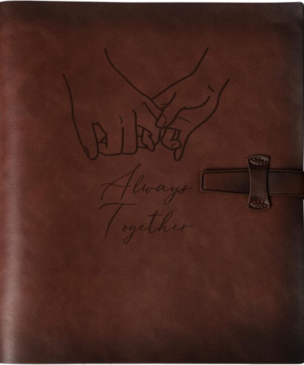 Photo Album 4x6 200 Photos, Genuine Leather Photo Albums with Writing Space with 30 Writing Paper, Travel Family Wedding Kids Graduation Ultrasound Baby Picture Album Scrapbook Photo Album Hold Hands