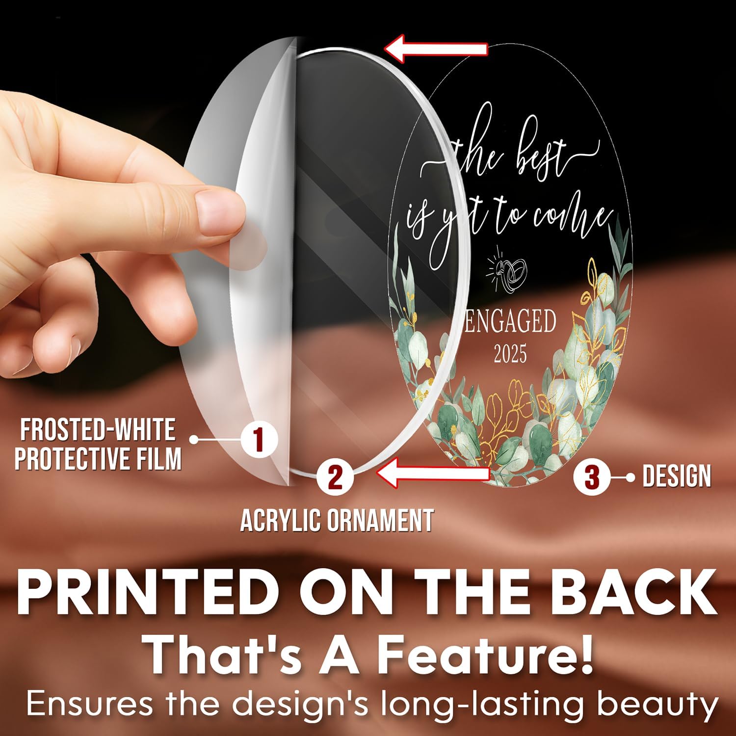 HEXMOZ Engagement Gifts for Couples – Engagement Gift for Newly Engaged Couples, Women, Fiance, Her – Bride to Be Gifts, First Christmas Just Engaged Acrylic Ornament 2025 – Party Decorations