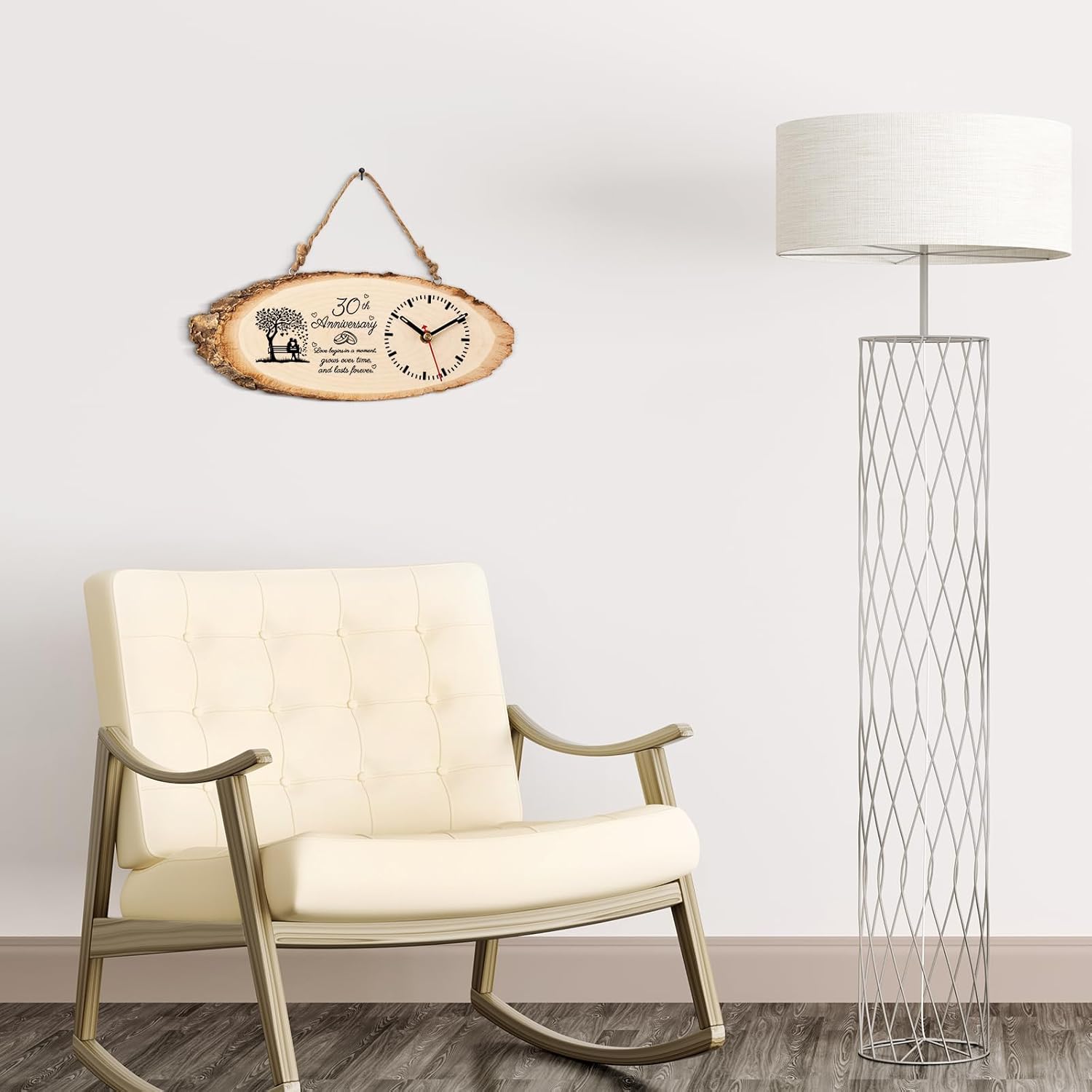 BeauGift 30th Anniversary Wood Gifts for Husband Couples, 30th Wedding Anniversary Keepsake Gifts for Him Her, 30 Years Anniversary Marriage Gift Ideas Wooden Clock