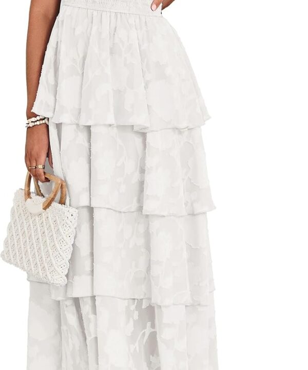 Simplee Womens Summer Strapless Maxi Dress 2026 Boho Floral Off Shoulder Wedding Guest Dresses Tiered Beach Long Sundress