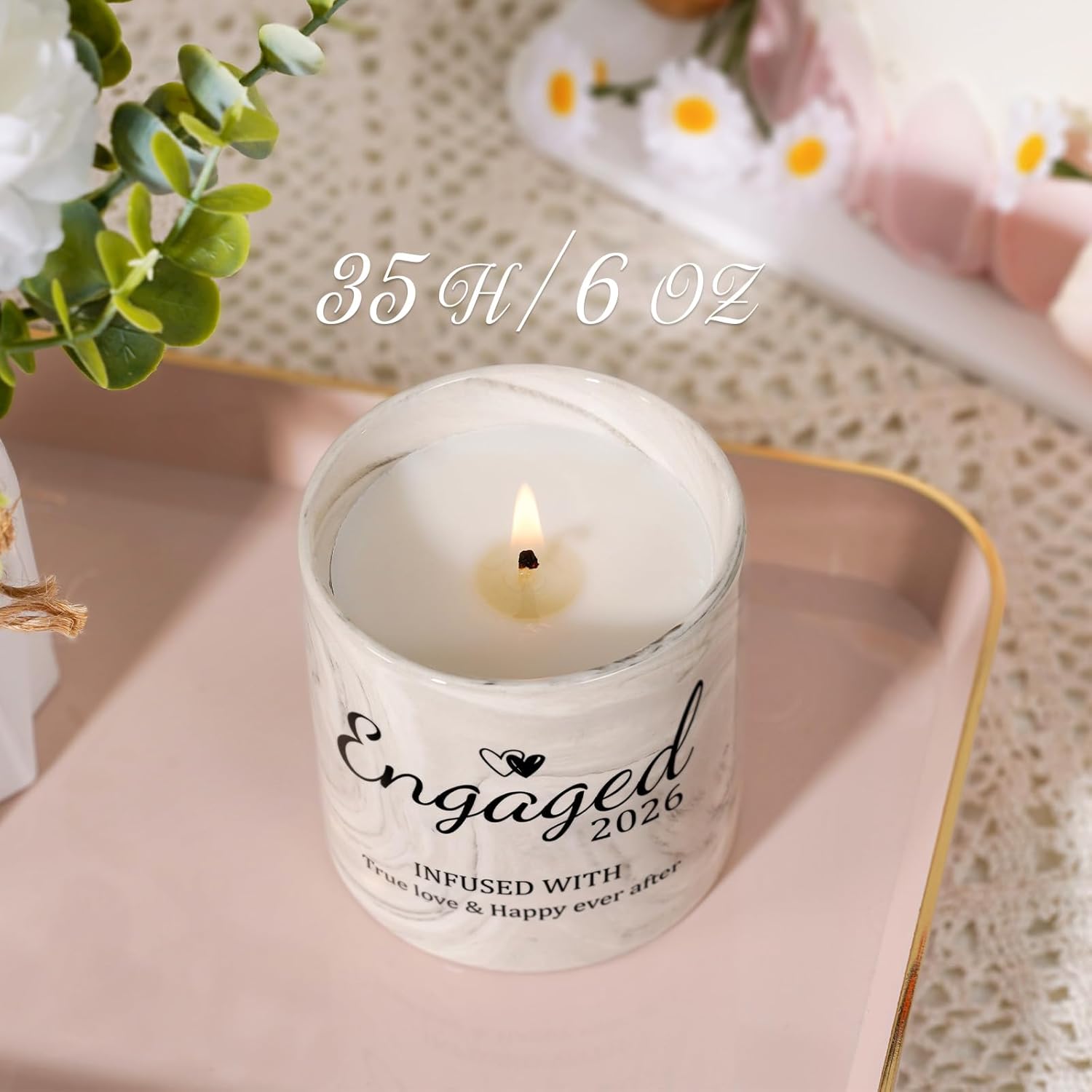 Engagement Gifts – Gift for Newly Engaged Couples, Fiance Gifts for Women, Bridal Shower, Wedding Bride Gift – Engaged Present 6 Oz Engaged 2026 Lavender Ceramics Candle