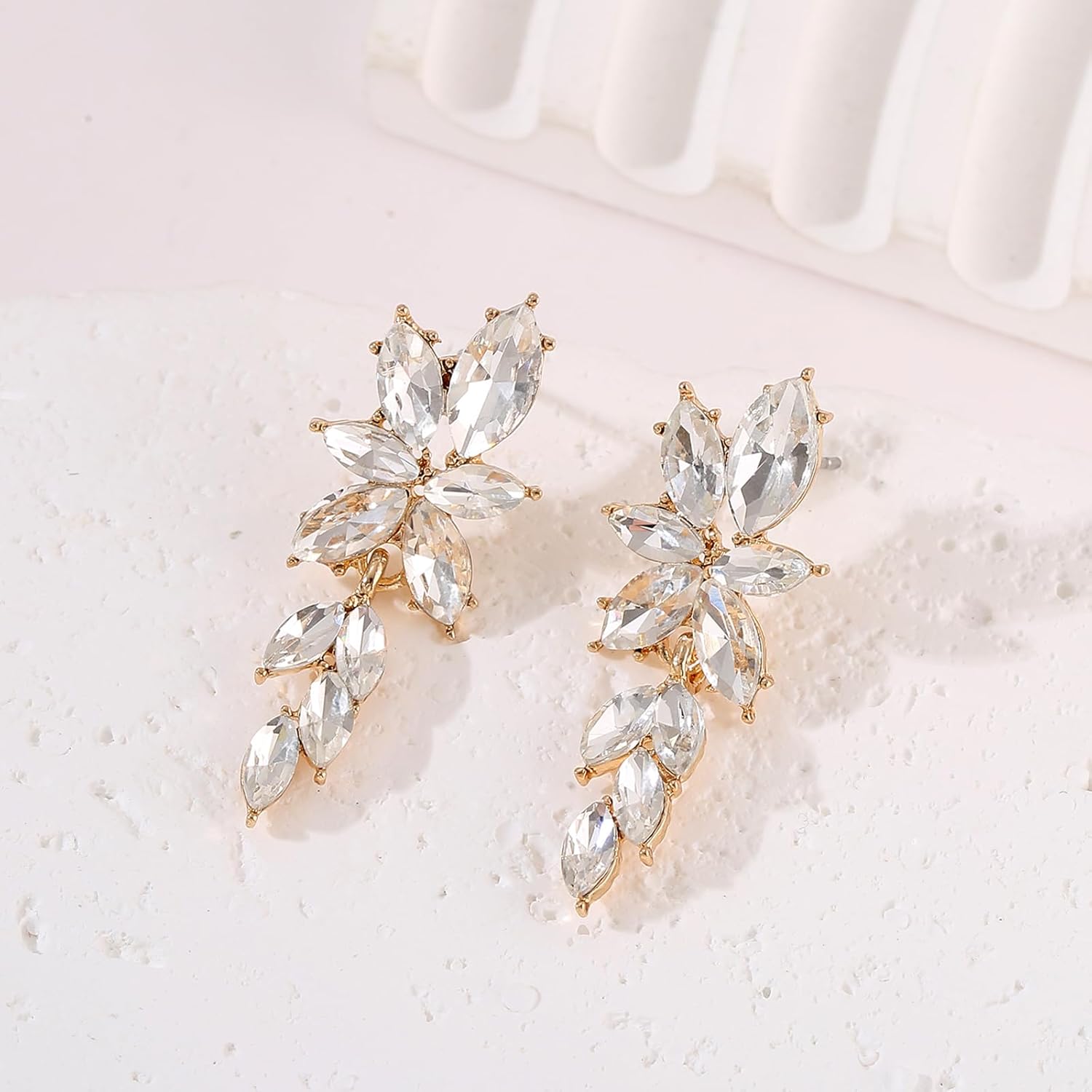 ATIMIGO Elegant Rhinestone Dangle Earrings Marquise Crystal Wedding Bridal Earrings for Brides Bridemaids Formal Prom Statement Drop Earrings for Women