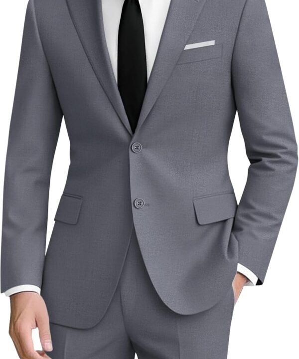 Men's Suit 2-Piece Slim Fit,Two-Button Blazer and Adjustable Waist Pants