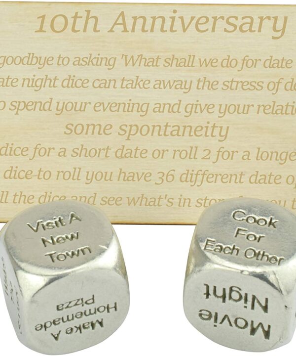 TIN Date Night Dice 10th Anniversary 100% Pure Tin - Create a Unique 10th Anniversary Date Night