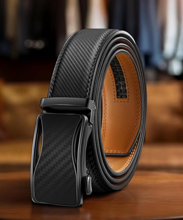 Mens Ratchet Belt, Adjustable Slide Belt For Gift Mens Dress Casual 1 3/8",Size Adjustable