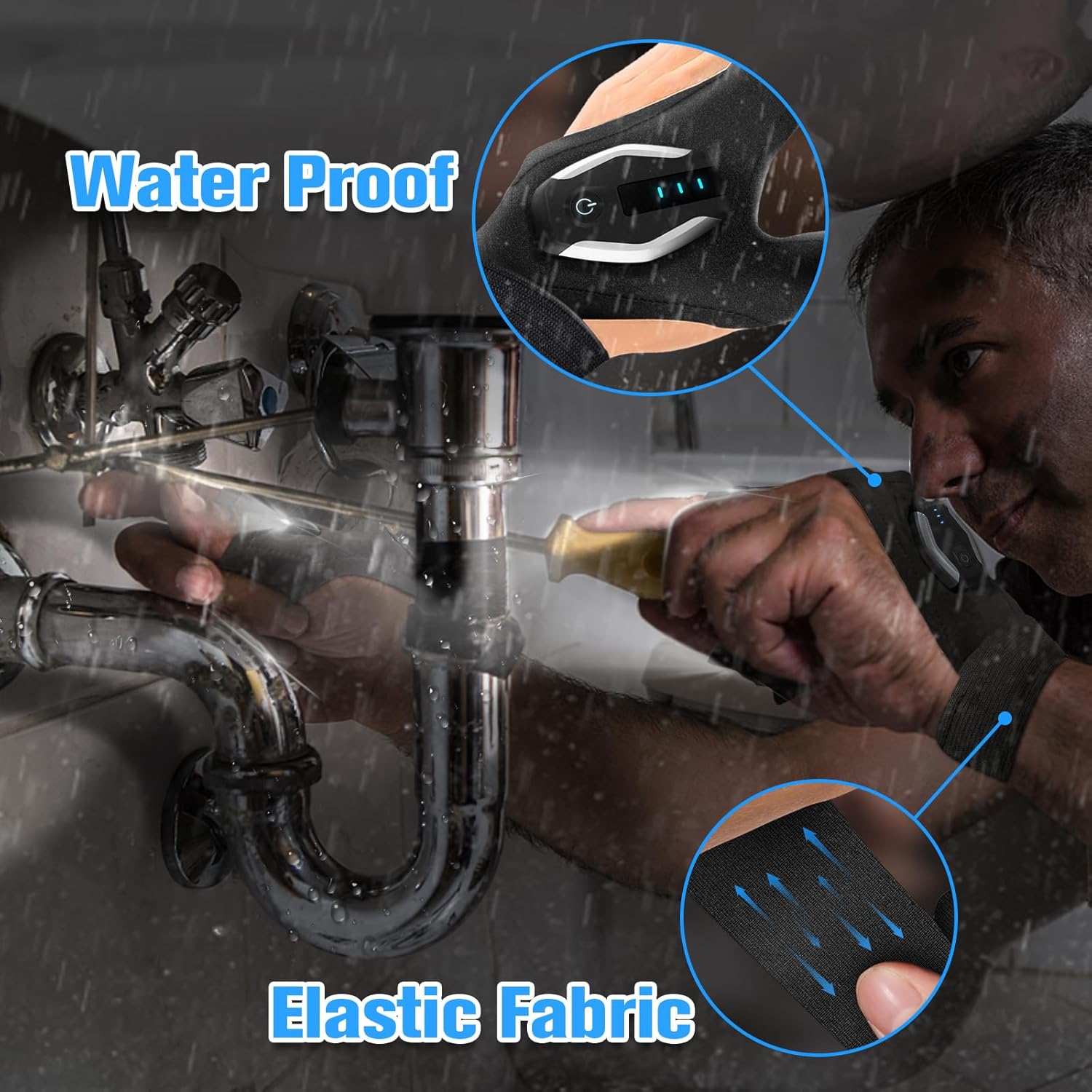 Valentines Day Gifts for Him, LED Flashlight Gloves, Mens Valentines Gifts for Men Dad Husband Boyfriend, Anniversary Birthday Gifts for Camping Essentials Cool Gadgets Tools for Fishing Repairing