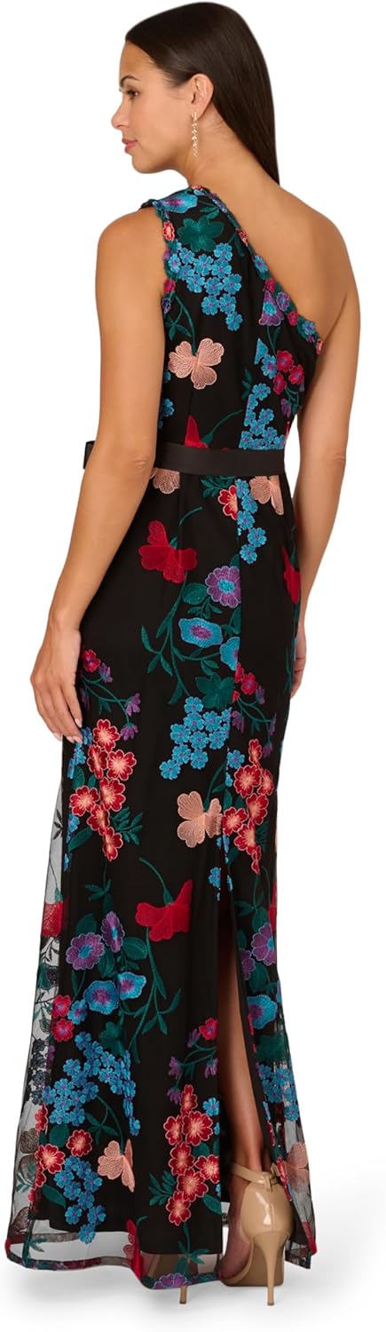 Adrianna Papell Womens One Shoulder Gown