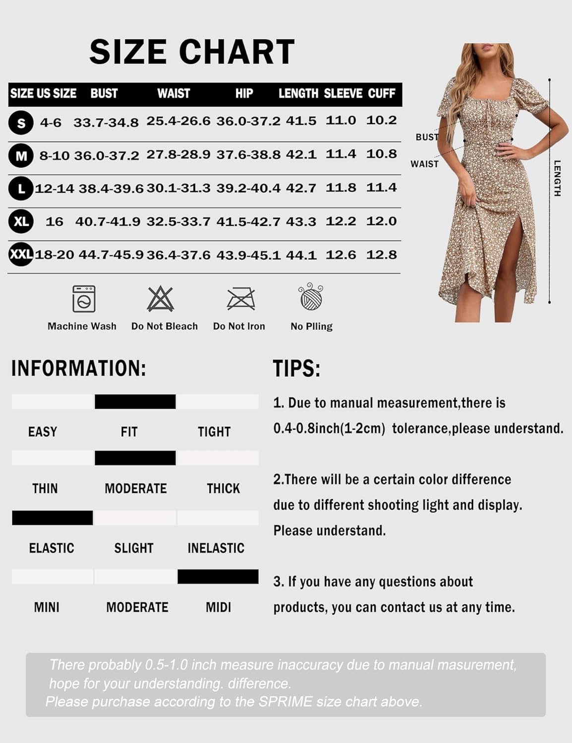 SPRIME Womens Floral Summer Casual Dress Square Neck Puff Sleeve Boho Midi Dresses Ruched Bust High Waist Split Long Dress