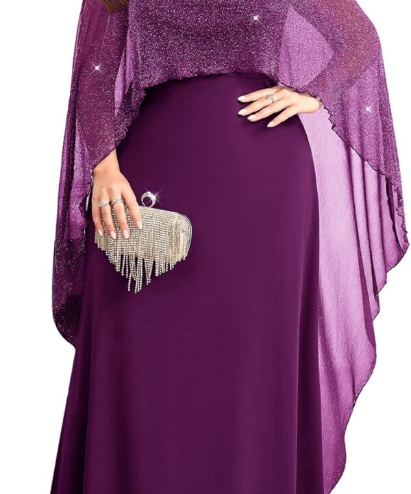 CYCLAMEN Plus Size Evening Gown with Sparkly Cape Overlay Elegant A Line Mother of The Bride Dress for Wedding Guest
