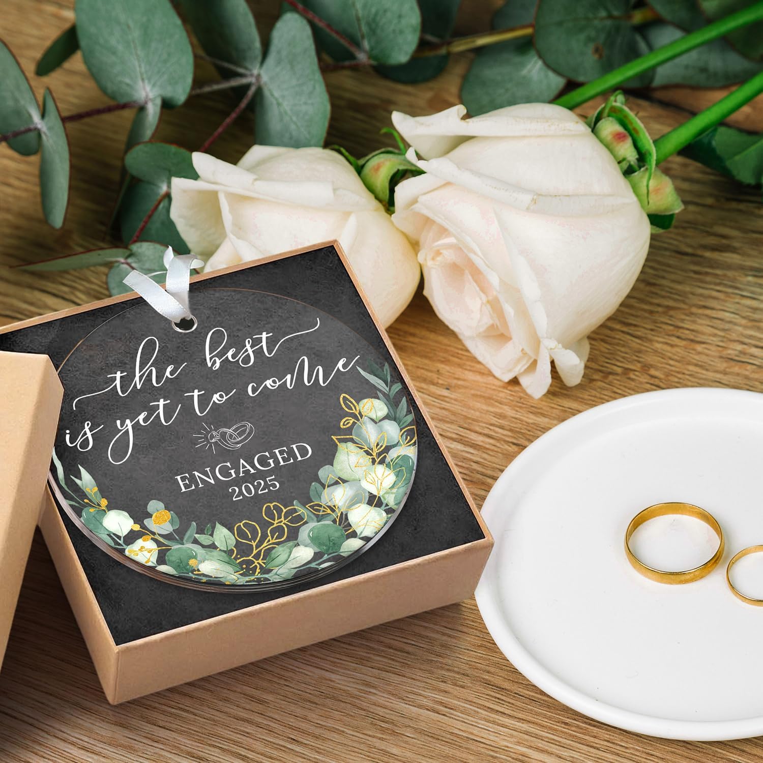 HEXMOZ Engagement Gifts for Couples – Engagement Gift for Newly Engaged Couples, Women, Fiance, Her – Bride to Be Gifts, First Christmas Just Engaged Acrylic Ornament 2025 – Party Decorations