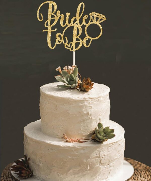 Bridal shower decorations Bride to Be Cake Topper Golden Bridal Shower Cake Topper,for Wedding Shower;Engagement Party Deco Bachelorette;Hen Party Decorations