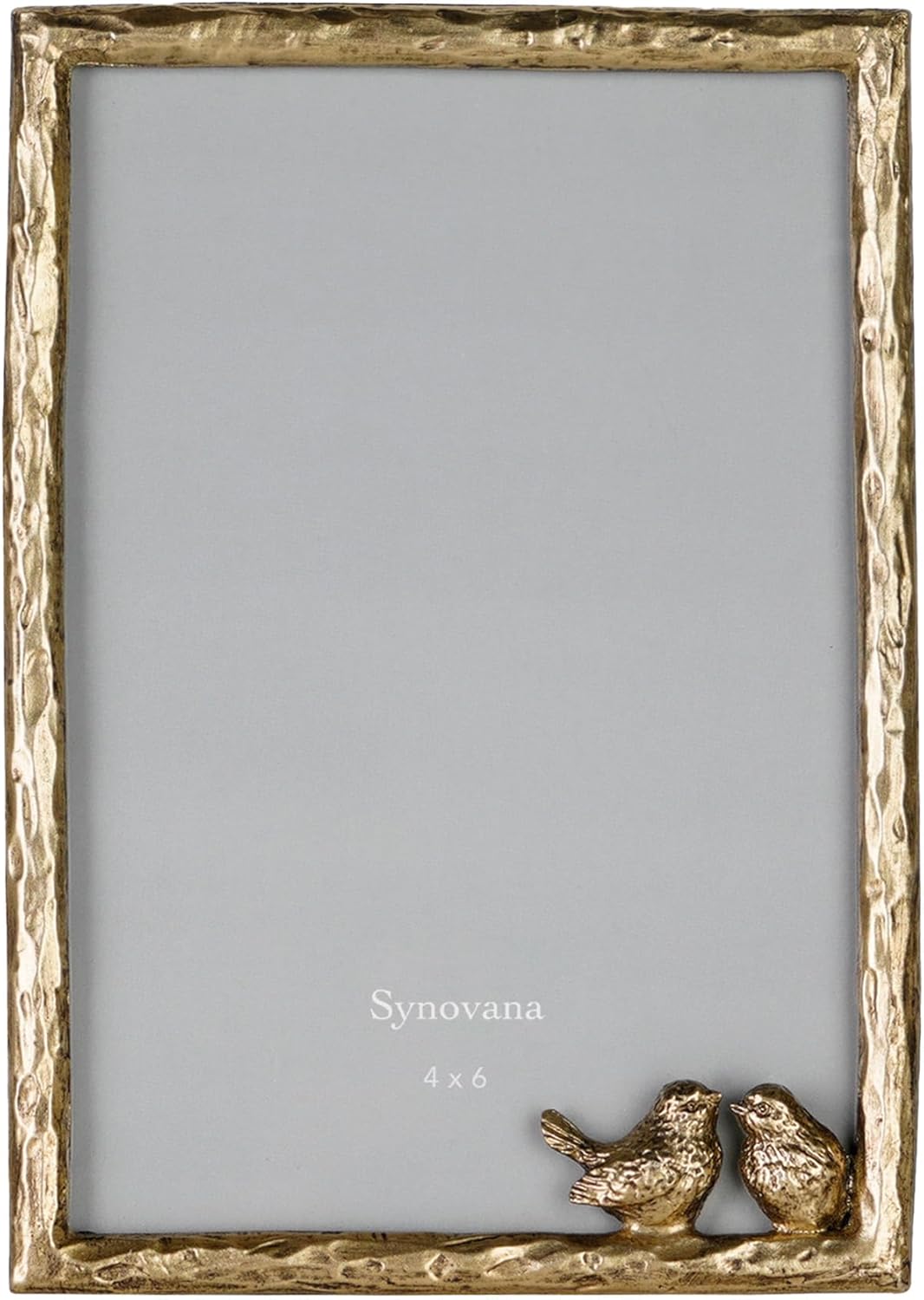Synovana Romantic Aged Gold 4x6 Picture Frame with Lovebirds Vintage-Style Metal Photo Frame for Cherished Memories and Meaningful Gifts