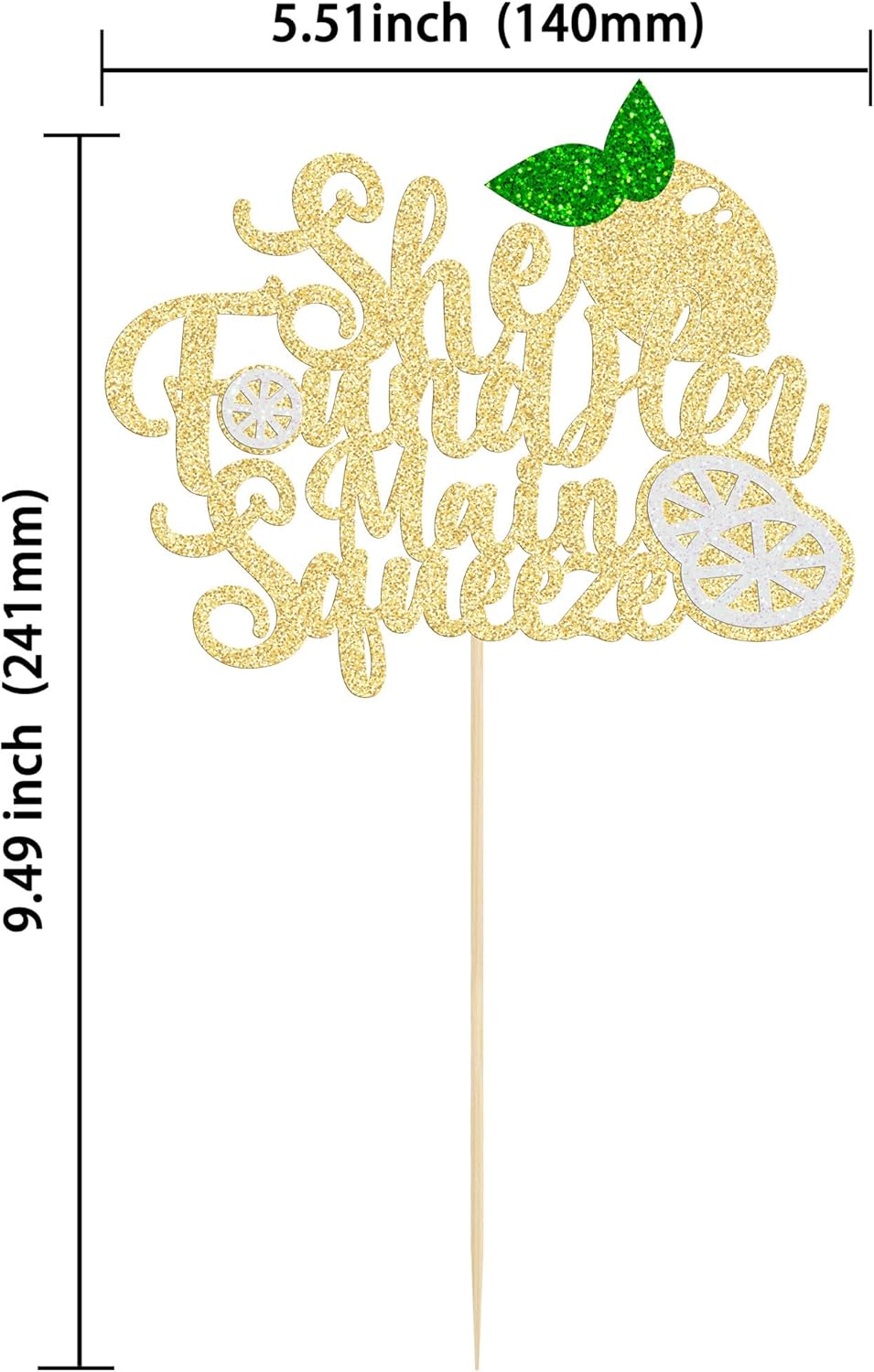 Gyufise 1Pcs She Found Her Main Squeeze Cake Topper Glitter Bridal Shower Party Cake Decorations for Lemon Theme Wedding Engagement Bachelorette Party Supplies