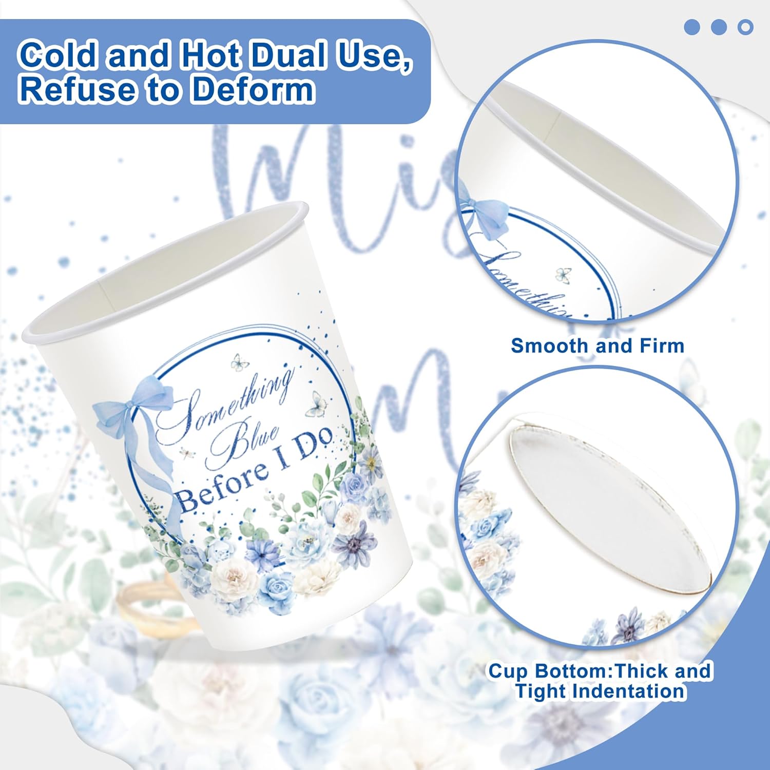 120PCS Something Blue Before I Do Decorations for Wedding Blue Floral Bridal Shower Party Supplies Bachelorette Tableware Set Miss to Mrs Plates Napkins Cups Forks Knives for 20 Guests