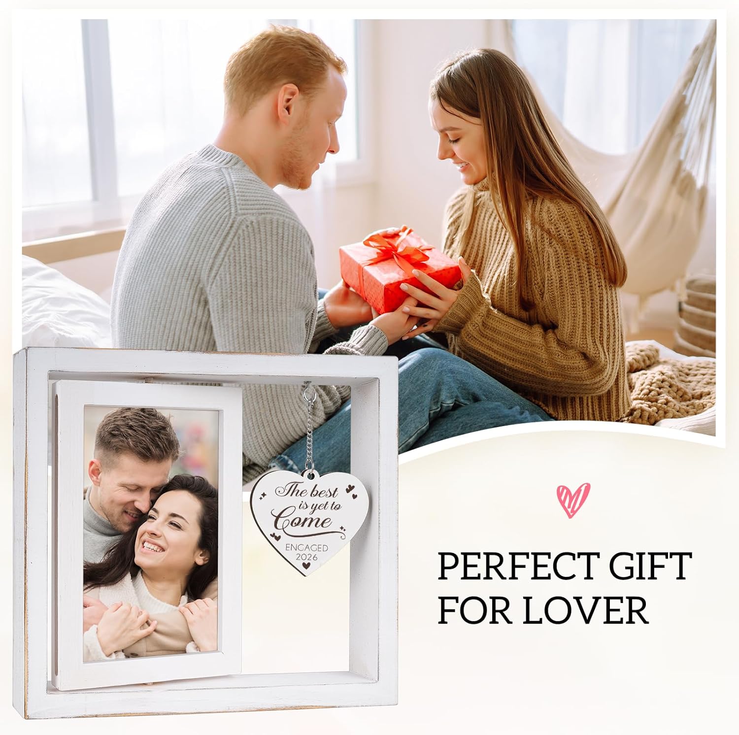 Engagement Gifts for Couples 2026, Gifts for Newly Engaged Couples, Happy Engaged Picture Frame, Engagement Gift for Newly Engaged Best Friends Him Her Bride to Be Fiance Women Photo Frame 46