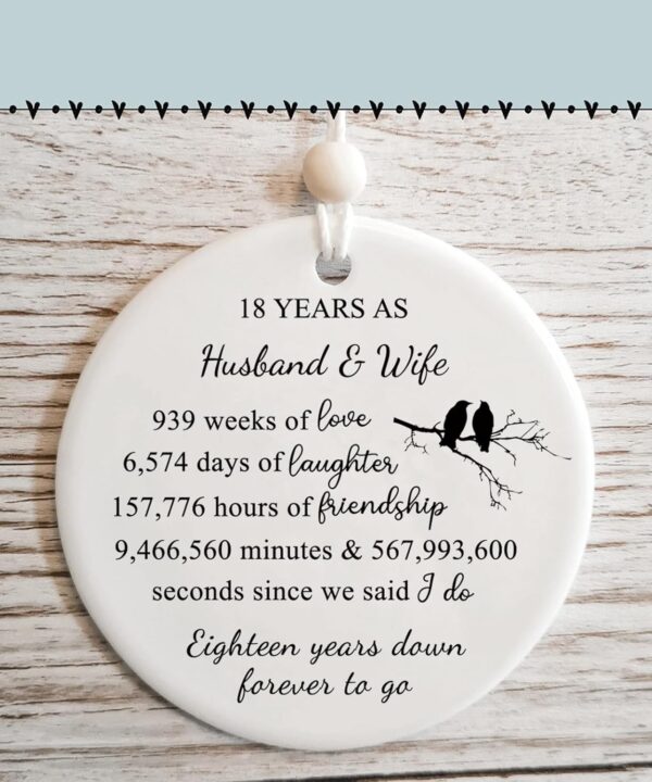 18 Years for Couple,18th Wedding for Wife or Husband,Porcelain, China Anniversary Marriage Presents for Her or Him