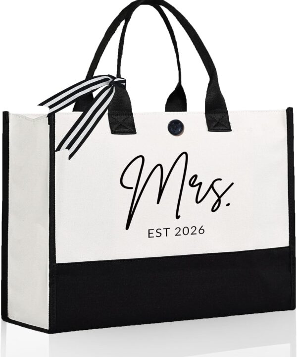 Afterprints Mrs Canvas Tote Bag for Bride 2026, Bride Gifts for Bridal Shower, Wedding Gifts for Bride to Be, Future Mrs, Engagement, Bachelorette Party Gift