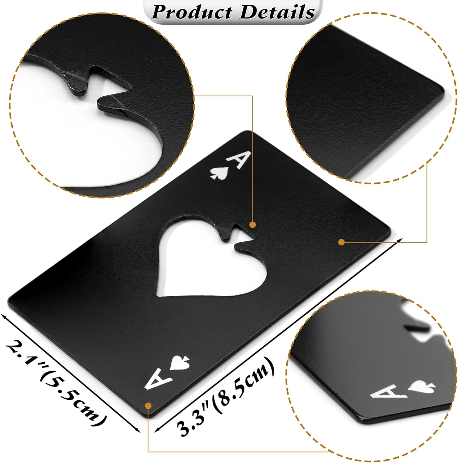 Wine Bottle Opener Stainless Steel Credit Card Size Casino Beer Bottle Opener Cap Opener for Your Wallet Wedding Party Groomsmen Bridesmaid Gifts 6 Pcs (Black)