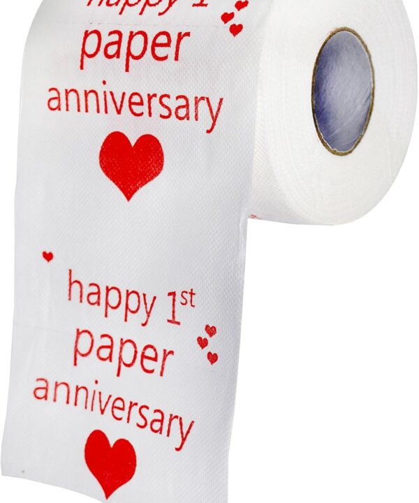 Happy First Anniversary Toilet Paper - Paper Anniversary Funny Gag Gift for Him, Her, Boyfriend, Husband, Couple white