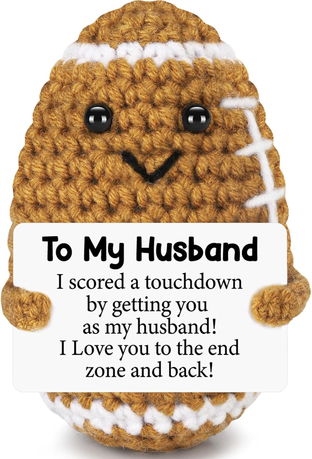 Valentines Day Gifts for Husband from Wife, To My Husband Handmade Crochet Football Birthday Gift for Him, Wedding Anniversary Present for Men, Romantic Valentine's Decor for Couple, Hubby, Spouse