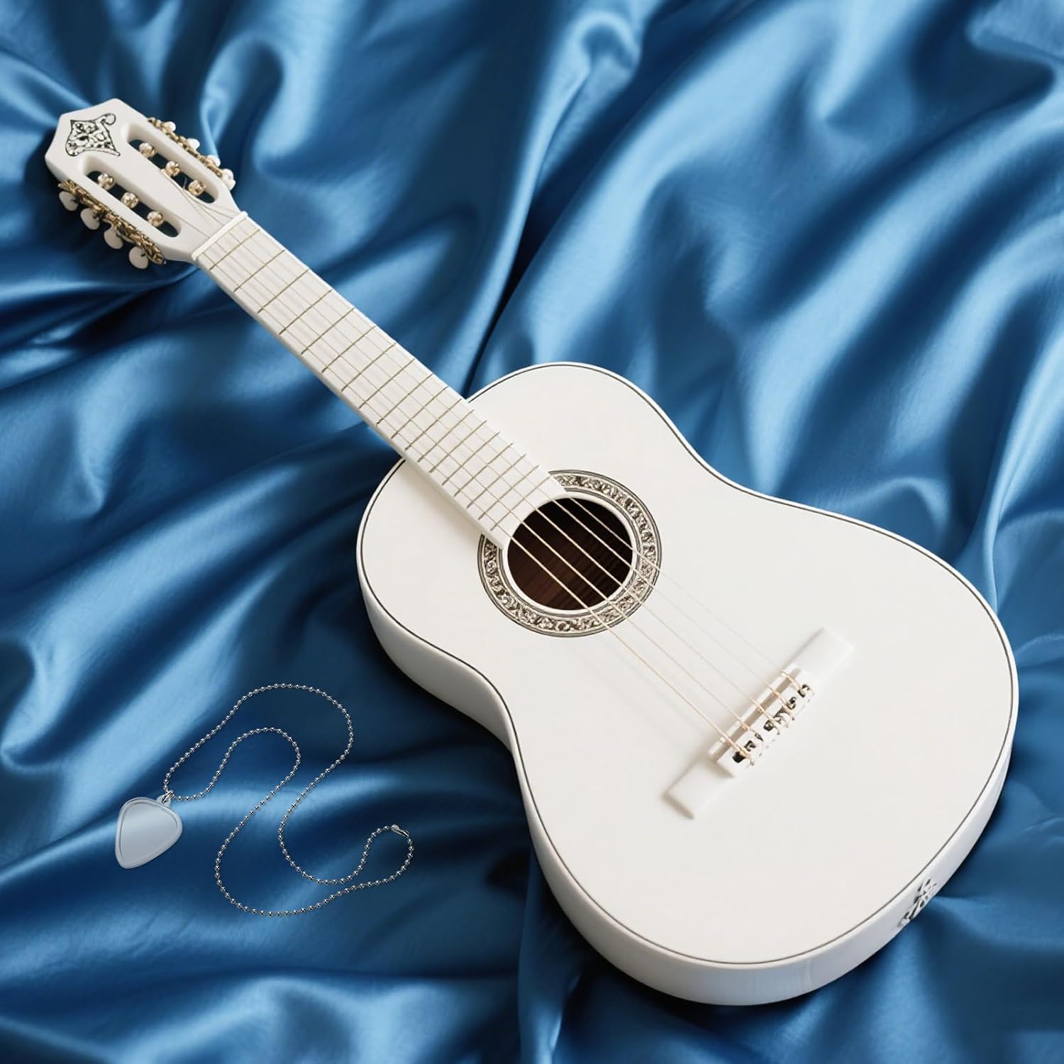 MUELODSIC Transparent Heart-shaped Guitar Pick Necklace with Holder Pendant for Bass Ukulele Players Guitar Plectrum Storage Display Box Stylish Long Necklace for Music Lovers and Guitarists