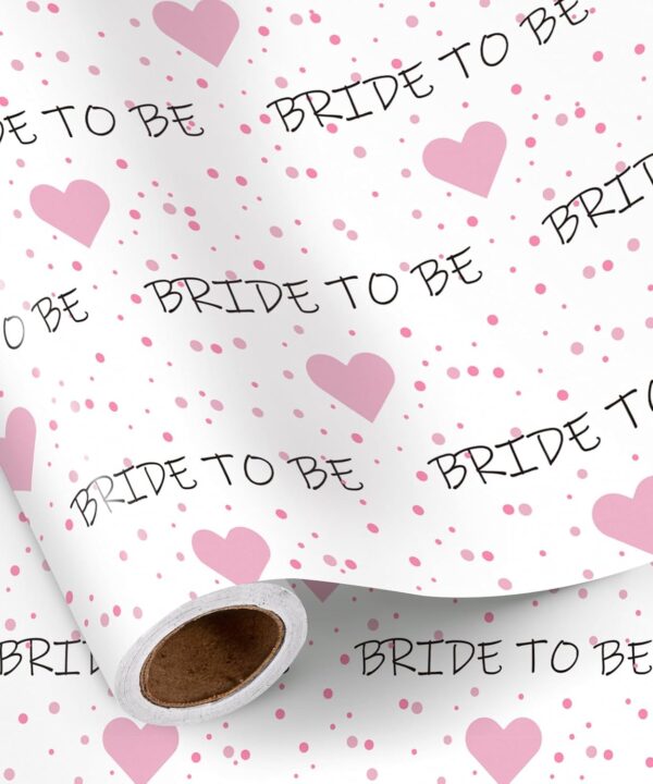 RUSPEPA Bridal Shower Wrapping Paper Roll for Girls, Pink Heart and Dot Design with BRIDE TO BE Text, Cute and Fun Gift Wrap for Bridal Shower, Bachelorette Party and Wedding, 17 Inches x 16.4 Feet