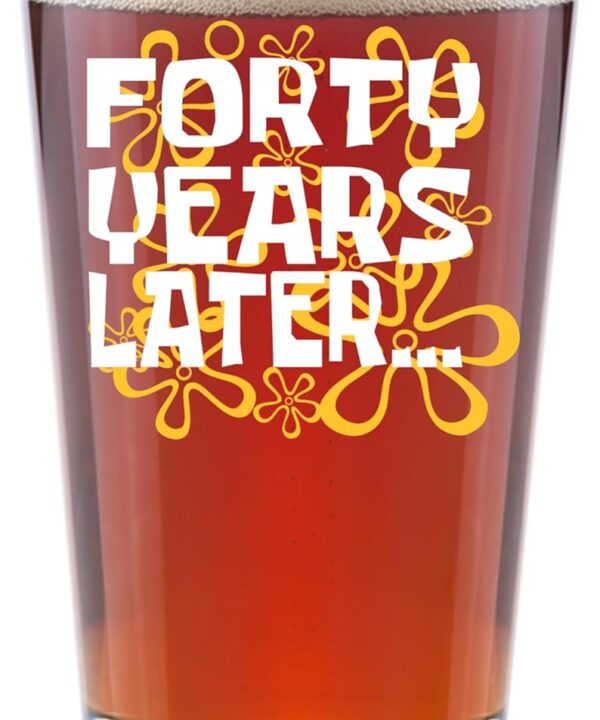 40th Birthday Gifts for Men  Funny Beer Glass with 40 Years Later Design  16oz Nostalgic Pint Glass  Retirement Gift, Husband Gift, Holiday or Anniversary Present