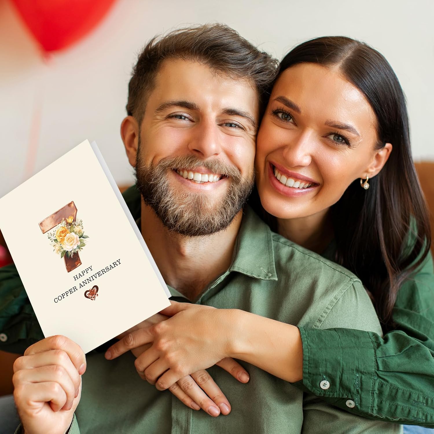 Bestmelo 7 Year Anniversary Card,7th Anniversary Card Gifts,7 Year Wedding Anniversary Day Gifts,Happy Copper Anniversary,8×5.3 Inches,Double-Sided