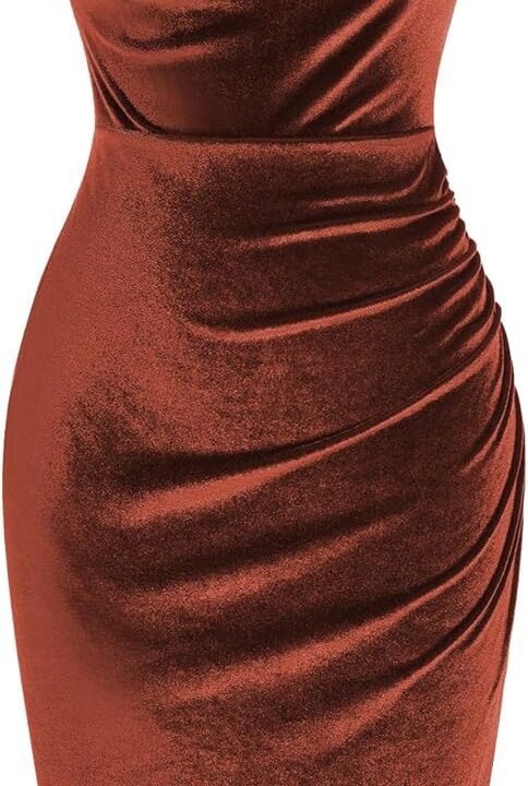 ZAFUL Womens Sleeveless Cocktail Dresses V Neck Party Midi Wedding Guest Dress Ruched Bodycon Work Office Dress