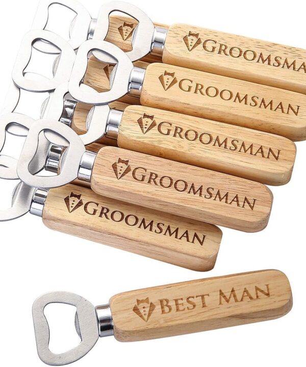 Pongs Set of 10 Wooden Bottle Opener Cap Opener, Groomsmen Gift, Best Man Gift, Wedding Gift, Wedding Favors (9 Groomsman and 1 Best Man)