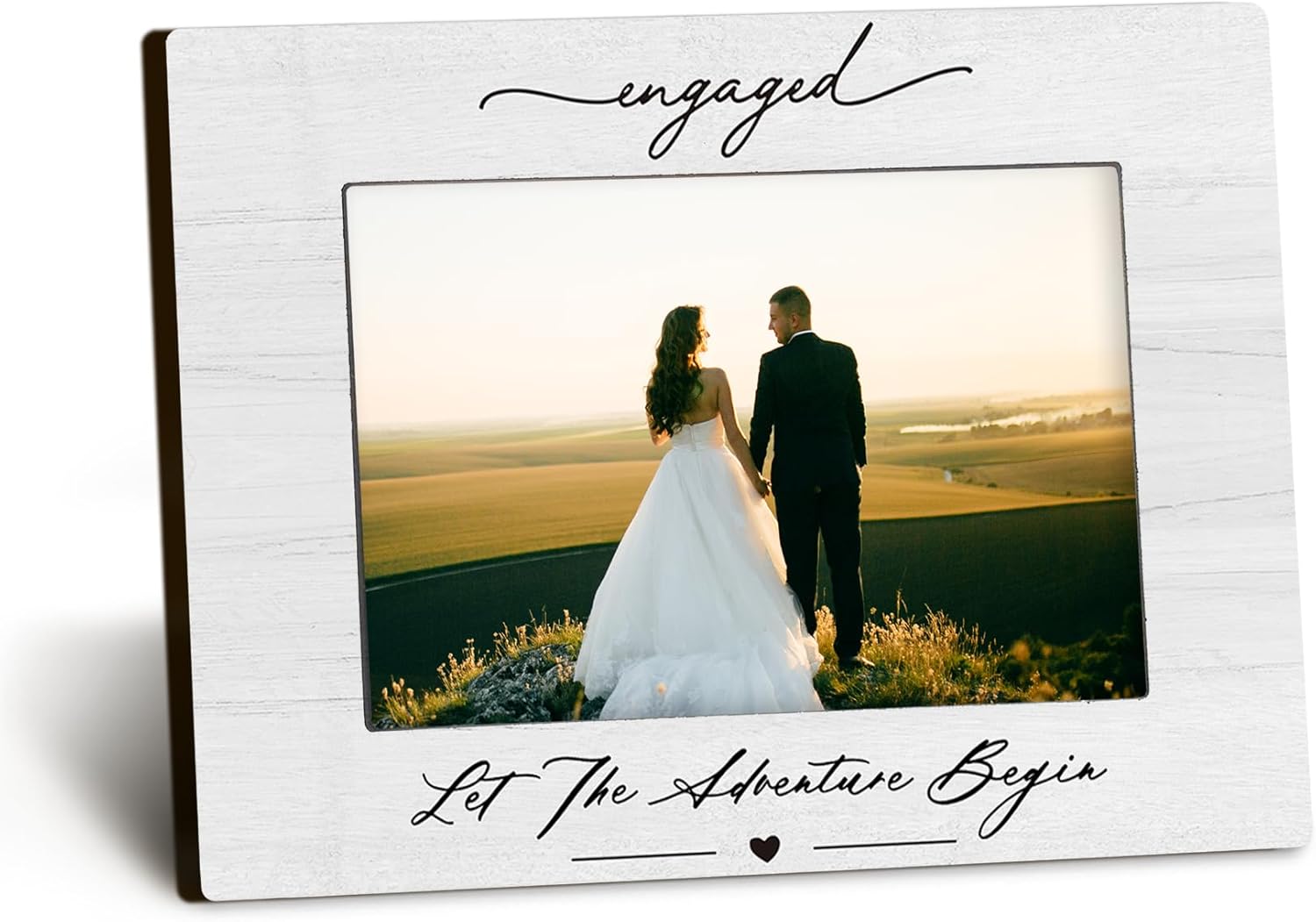 Engagement 4x6 Picture Frame, Just Engaged Gift, Engagement Gifts for Couples,Wedding Gifts for Newlyweds Bride Groom, Couple Picture Photo Frames for Desk Decor