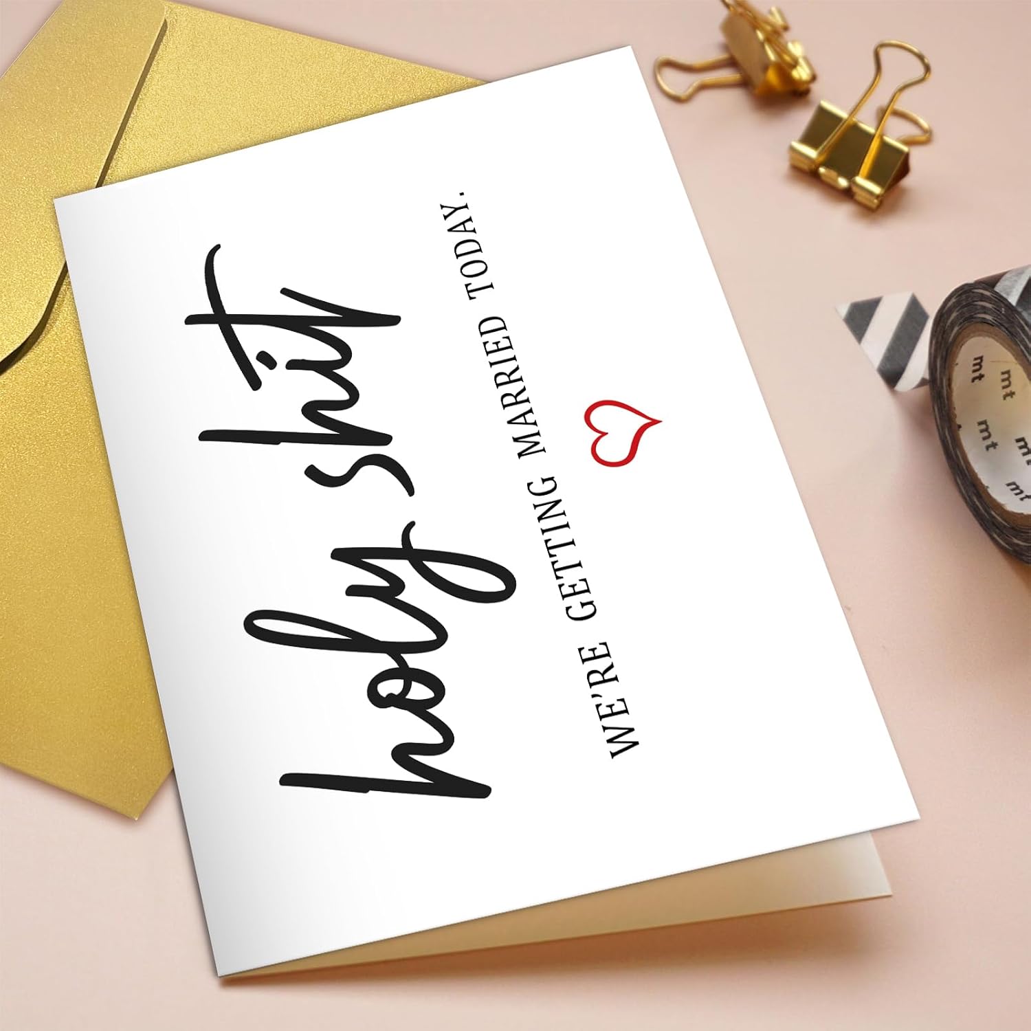 Qiliji Funny Wedding Day Card, Groom Bride Wedding Day Vows Card, To My Husband Wife On Our Wedding Day Card, Holy Shit Were Getting Married Today