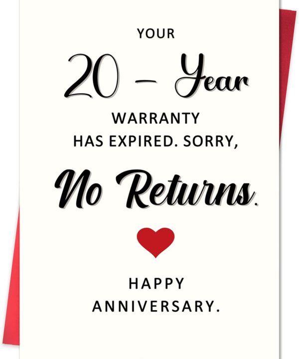 Funny 20th Anniversary Card,20 Year Wedding Anniversary Card Gifts for Husband Wife Couples Him Her,20th Anniversary Cards Gifts for Women Men