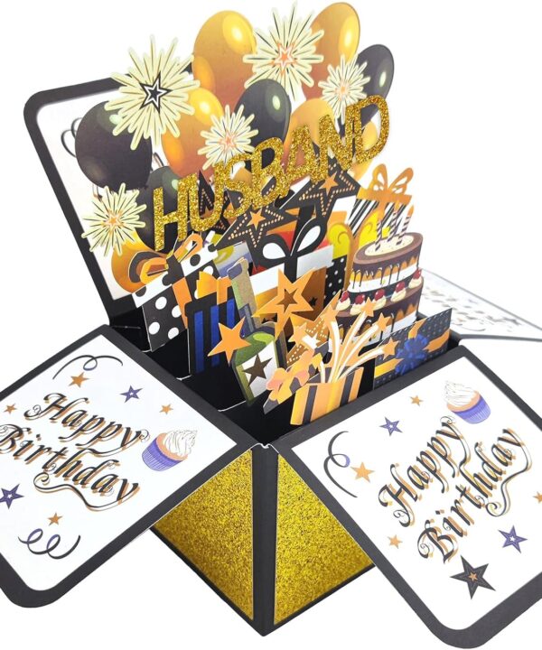 Asmallgf Unique Birthday Gifts for Husband, Happy Hubby Birthday 3D Card from Wife, Funny Bday Money Box for Him Fiance