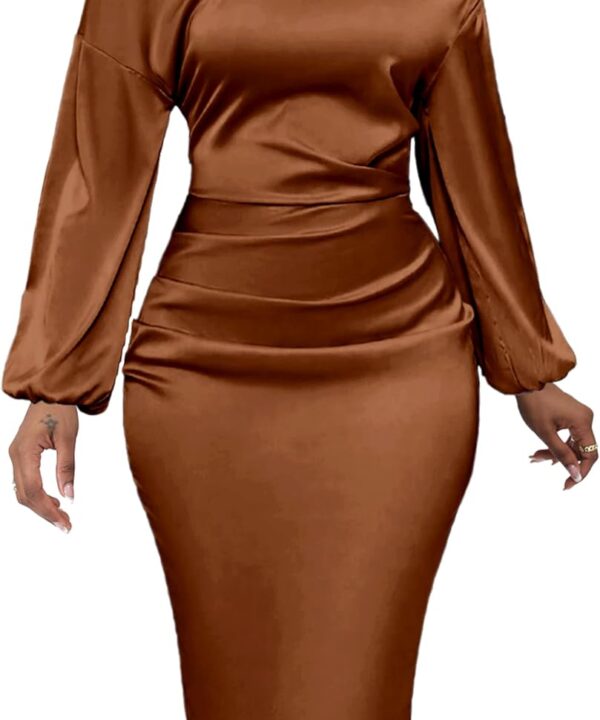 Yiershu Women's Sexy Fall Off Shoulder Bodycon Dress Elegant Long Sleeve Formal Cocktail Party Midi Maxi Dresses