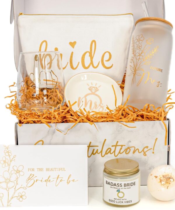 Bride To Be Gifts Box, Bridal Shower Bachelorette, Engagement Wedding Gift For Women, Her, Fiancee, Future Mrs, Newly Just Engaged Basket Ideas for Bachelor Party