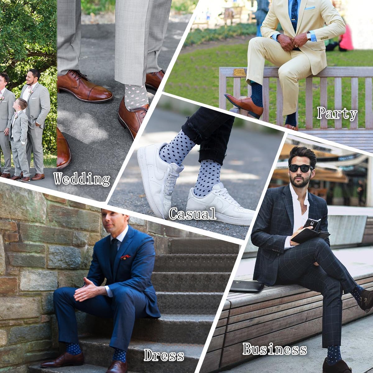 Socks For Men Groomsmen Gifts For Men Dot Christmas Dress Socks Wedding 9-13 100% cotton Casual Crew Socks